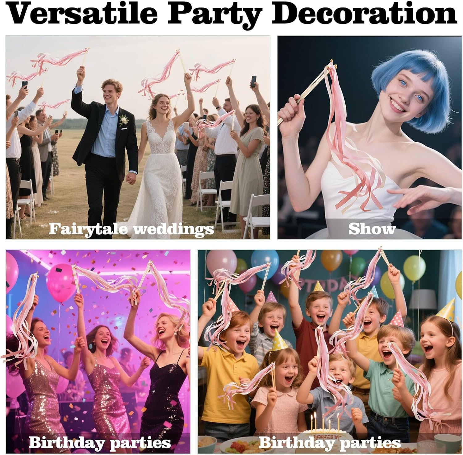 Wholesale 50PCS Silk Ribbon Fairy Wands with Gold Bells for Wedding Send Off Party Holiday Celebrations Pink and White Supplier Wholesale 50PCS Silk Ribbon Fairy Wands with Gold Bells for Wedding Send Off Party Holiday Celebrations Pink and White Supplier