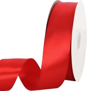 TONIFUL 100 Yards Red Ribbon 1-1/2 Inch Satin Ribbon for Gift Wrapping Bouquet Wrapping Eternal Flower Making and Wedding Chair Sash Valentine's Day Christmas Decorations Hair Bows Crafts & Sewing