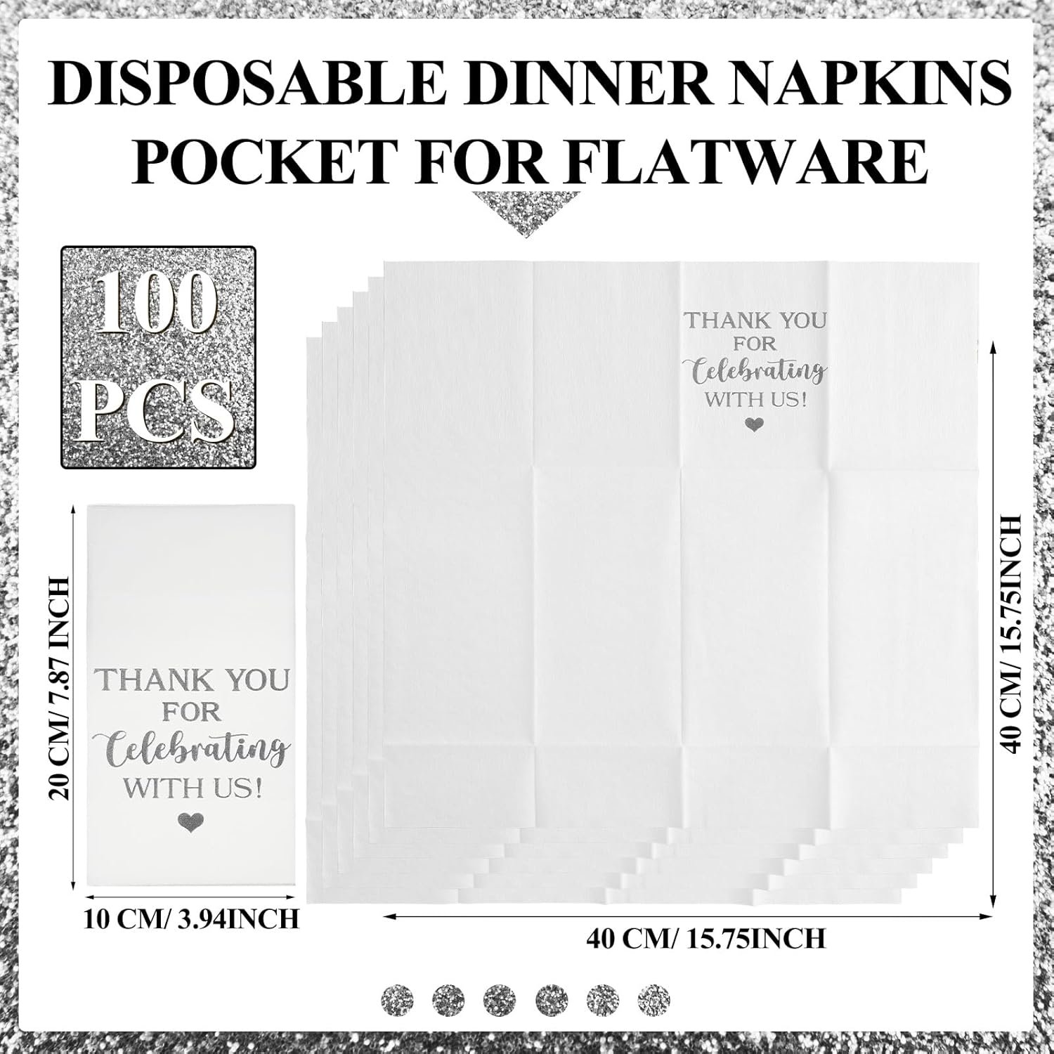 Wholesale 100 Pcs Linen Feel Pocket Napkins Disposable Flatware Airlaid Paper Absorbent Dinner Napkins for Wedding Shower Engagement Party Decorations (Silver) Supplier Wholesale 100 Pcs Linen Feel Pocket Napkins Disposable Flatware Airlaid Paper Absorbent Dinner Napkins for Wedding Shower Engagement Party Decorations (Silver) Supplier