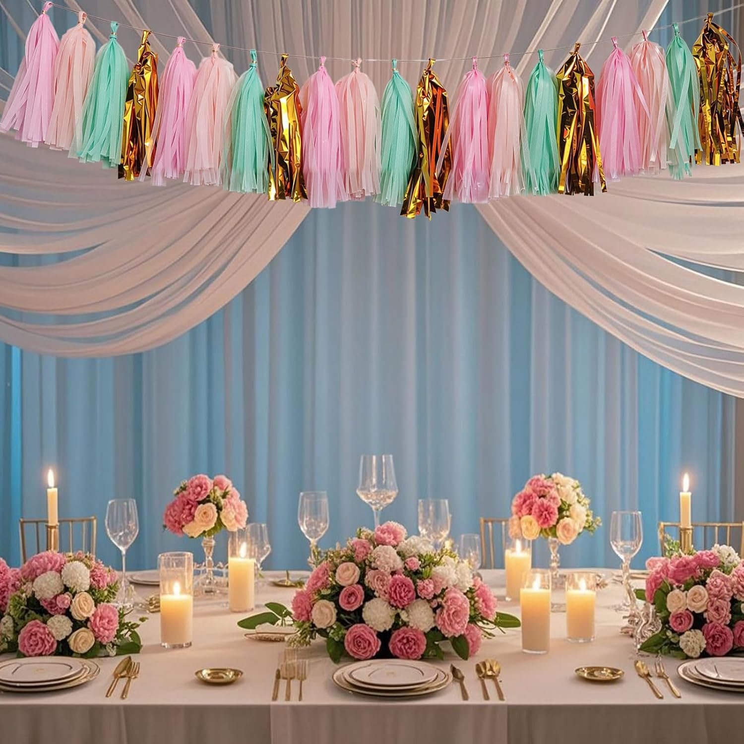 Wholesale Shiny Tissue Paper Tassel Garland Banner Party Decorations for Weddings Birthdays Bridal Baby Showers Pack of 20 Gold Mint Peach Pink Supplier Wholesale Shiny Tissue Paper Tassel Garland Banner Party Decorations for Weddings Birthdays Bridal Baby Showers Pack of 20 Gold Mint Peach Pink Supplier