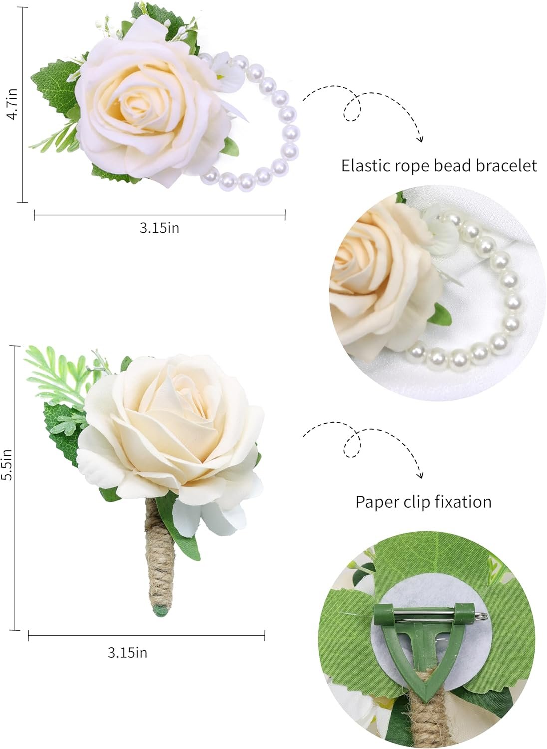 Wholesale Corsage Wristlet and Mens Boutonniere Set Wrist Corsage Bracelet for Prom Wedding Decor Floral Accessories for Suits Supplier