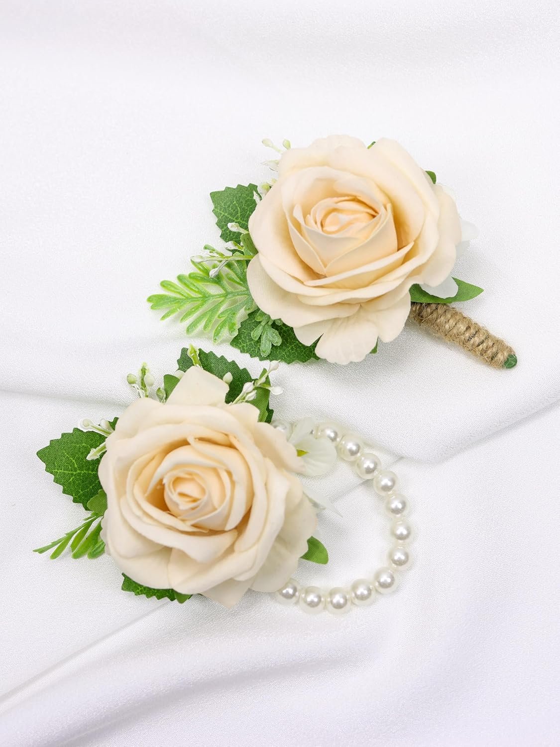 Wholesale Corsage Wristlet and Mens Boutonniere Set Wrist Corsage Bracelet for Prom Wedding Decor Floral Accessories for Suits Supplier