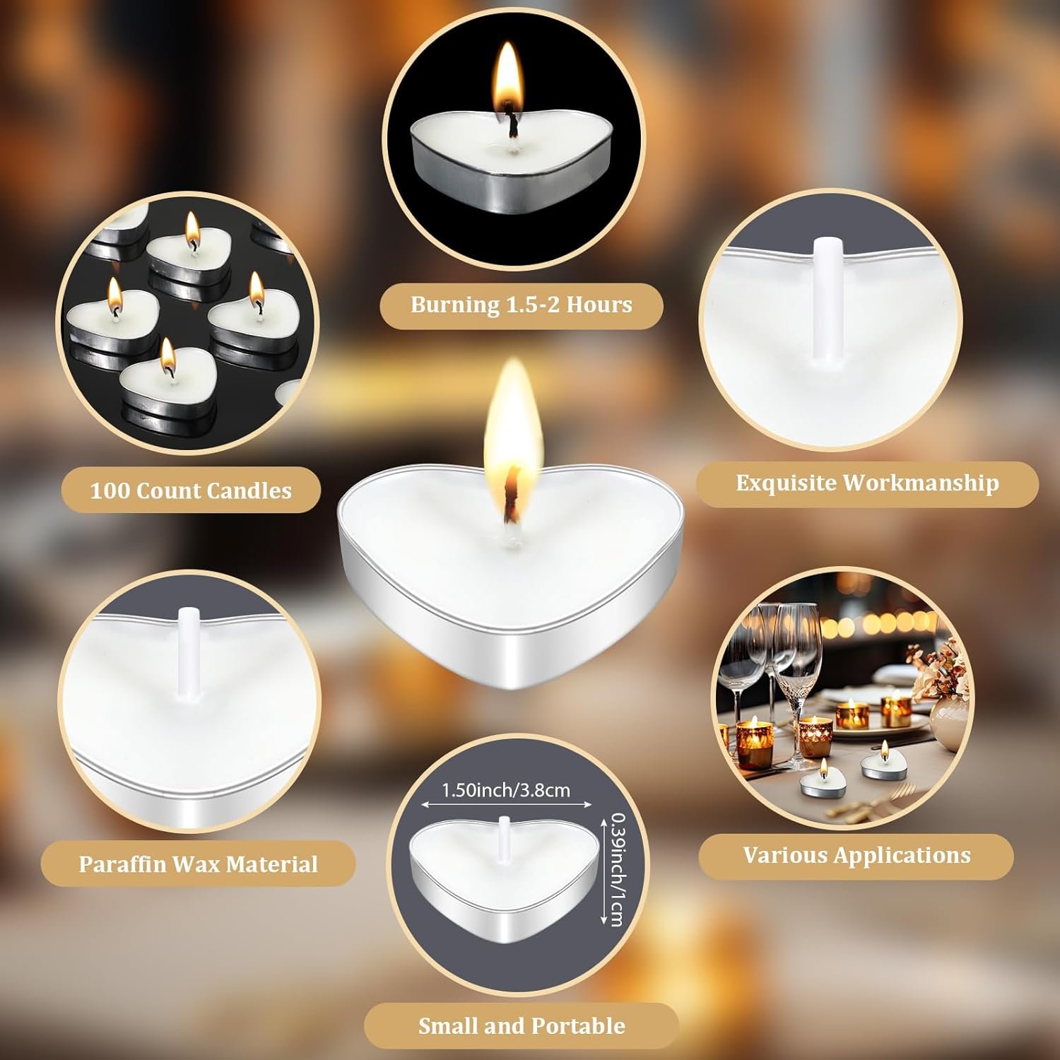 Wholesale 50 Sets Heart Shaped Mini Candles with Thank You Cards and Organza Bags Wedding Guest Favors Supplier