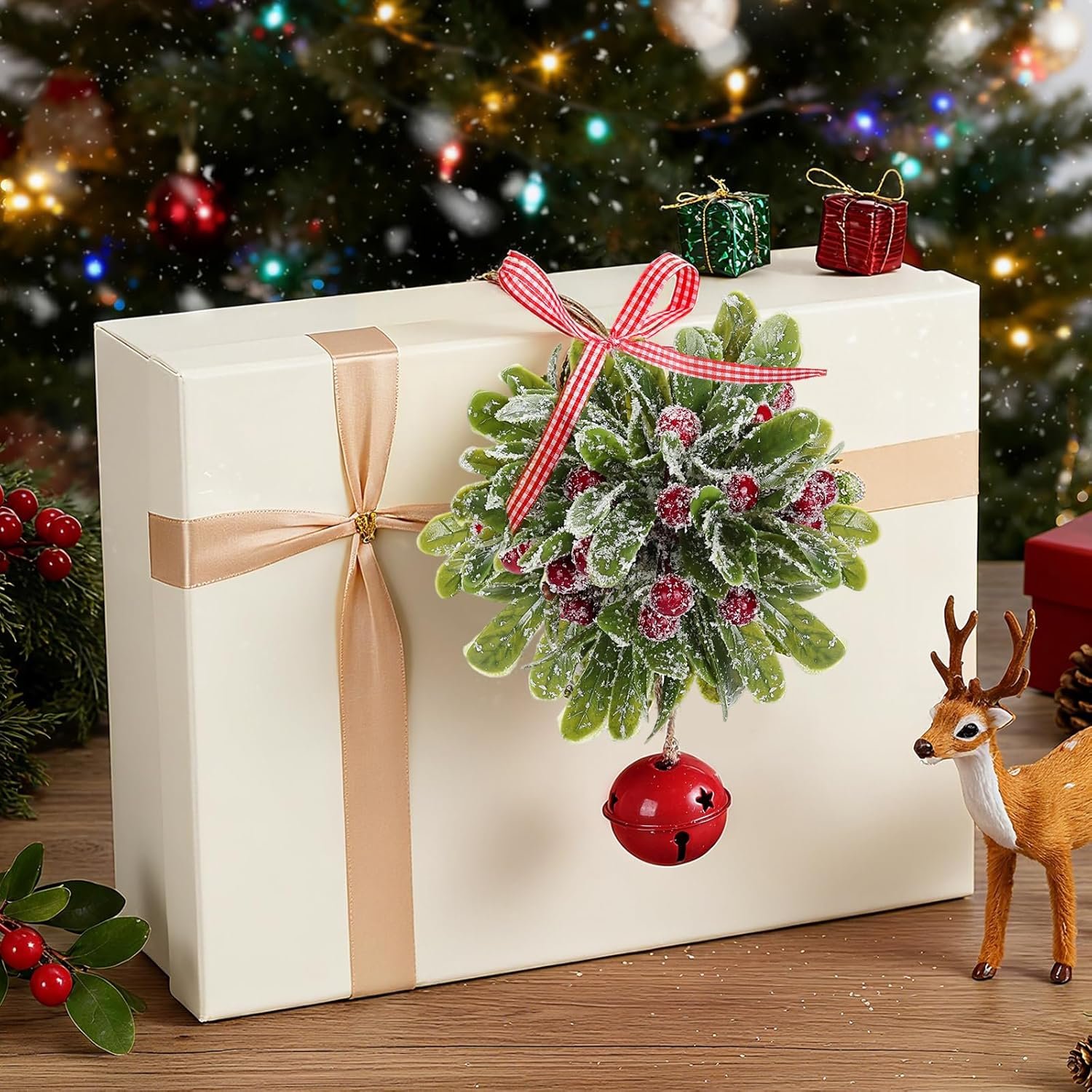 Wholesale Artificial Mistletoe Kissing Ball Ornament with Bell Bow Berries Hanging Christmas Decoration for Doorway Arch Light Fixture Xmas Tree (Red) Supplier Wholesale Artificial Mistletoe Kissing Ball Ornament with Bell Bow Berries Hanging Christmas Decoration for Doorway Arch Light Fixture Xmas Tree (Red) Supplier