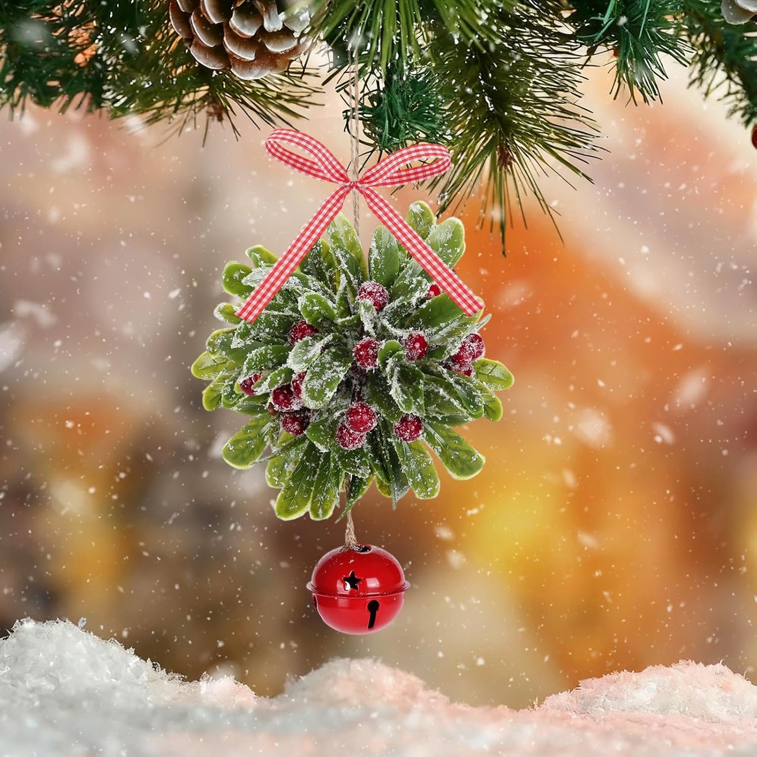 Wholesale Artificial Mistletoe Kissing Ball Ornament with Bell Bow Berries Hanging Christmas Decoration for Doorway Arch Light Fixture Xmas Tree (Red) Supplier Wholesale Artificial Mistletoe Kissing Ball Ornament with Bell Bow Berries Hanging Christmas Decoration for Doorway Arch Light Fixture Xmas Tree (Red) Supplier
