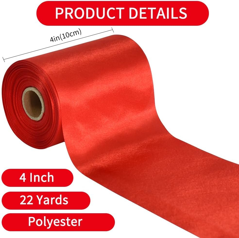 Wholesale 4 Inch x 22 Yards Wide Red Satin Ribbon for Cutting Ceremony Grand Opening Chair Sash Table Hair Car Bows Sewing Craft Gift Wrapping Wedding Party Decoration Supplier Wholesale 4 Inch x 22 Yards Wide Red Satin Ribbon for Cutting Ceremony Grand Opening Chair Sash Table Hair Car Bows Sewing Craft Gift Wrapping Wedding Party Decoration Supplier