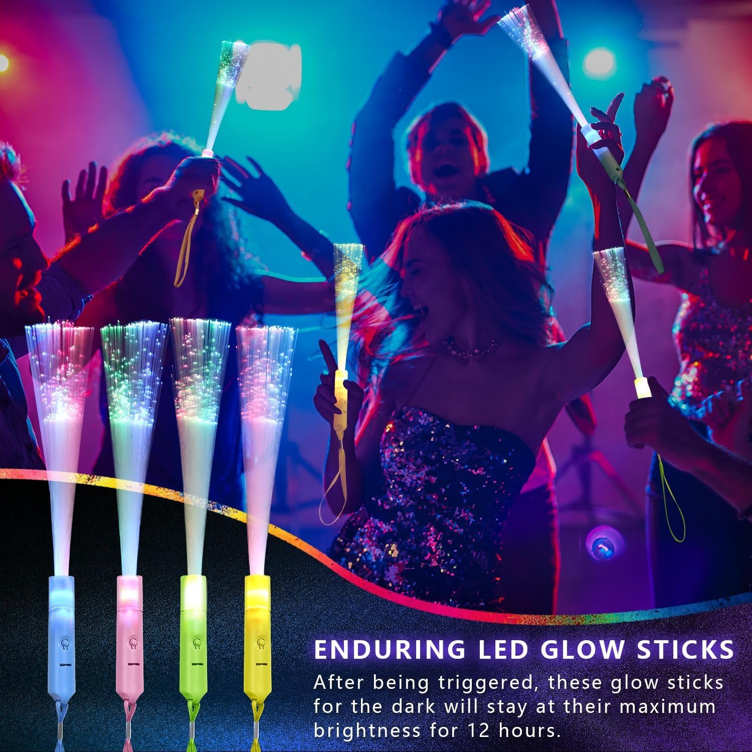 Wholesale 36PCS Fiber Optic Glow Wands LED Light Up with 3 Models Colorful Flashing Party Supplies Bulk Supplier Wholesale 36PCS Fiber Optic Glow Wands LED Light Up with 3 Models Colorful Flashing Party Supplies Bulk Supplier