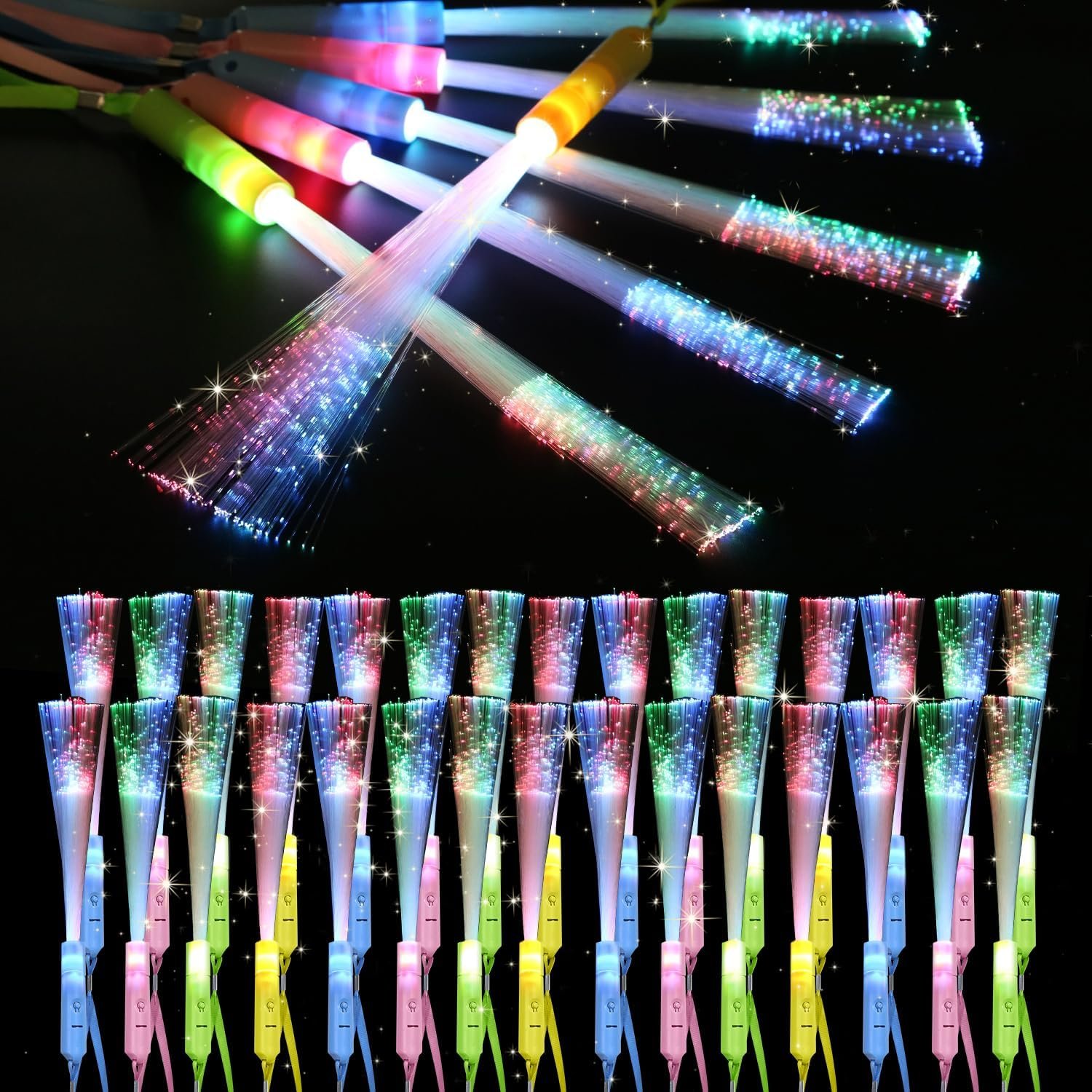 Wholesale 36PCS Fiber Optic Glow Wands LED Light Up with 3 Models Colorful Flashing Party Supplies Bulk Supplier Wholesale 36PCS Fiber Optic Glow Wands LED Light Up with 3 Models Colorful Flashing Party Supplies Bulk Supplier