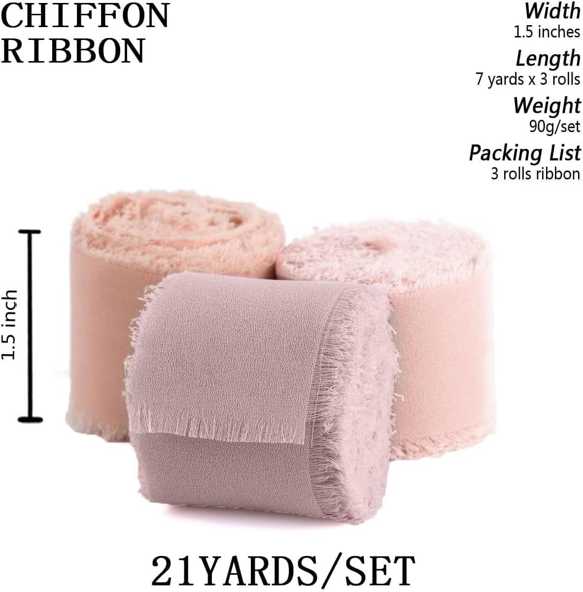 Wholesale Mixed Pink Chiffon Handmade Fringe Silk Ribbon 1.5