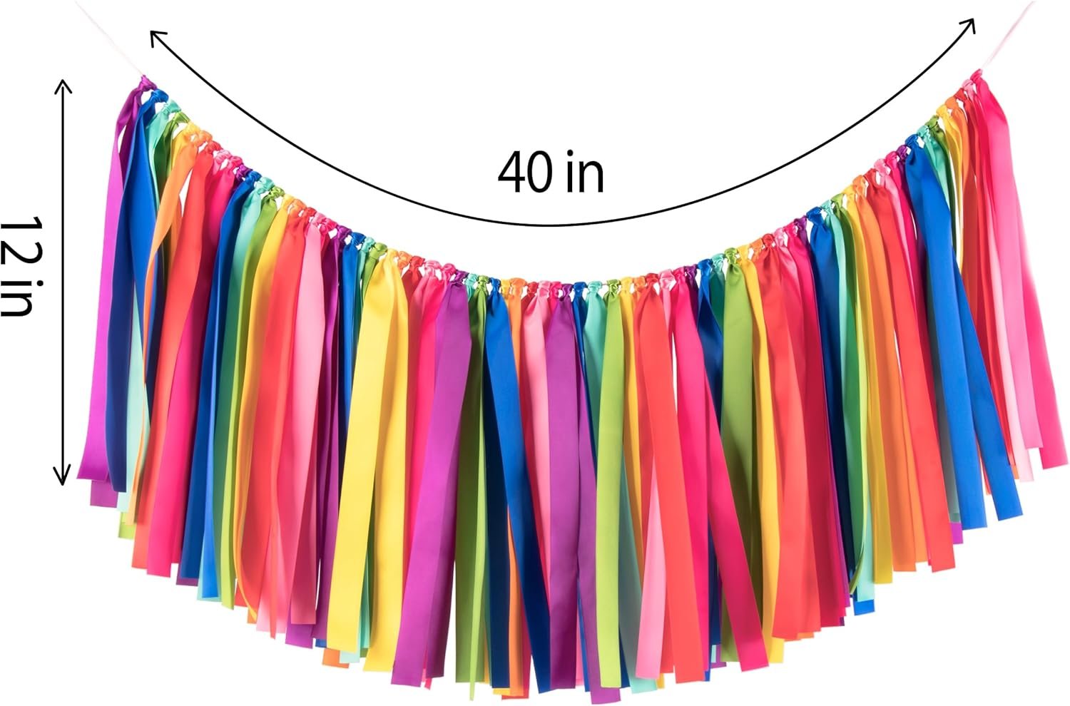 Wholesale 2 Packs Rainbow Ribbon Tassel Garland Pre-Assembled Colorful Banner Backdrop 40x14 Inch for Classroom Decor Wall Window Weddings Baby Showers Birthdays Supplier