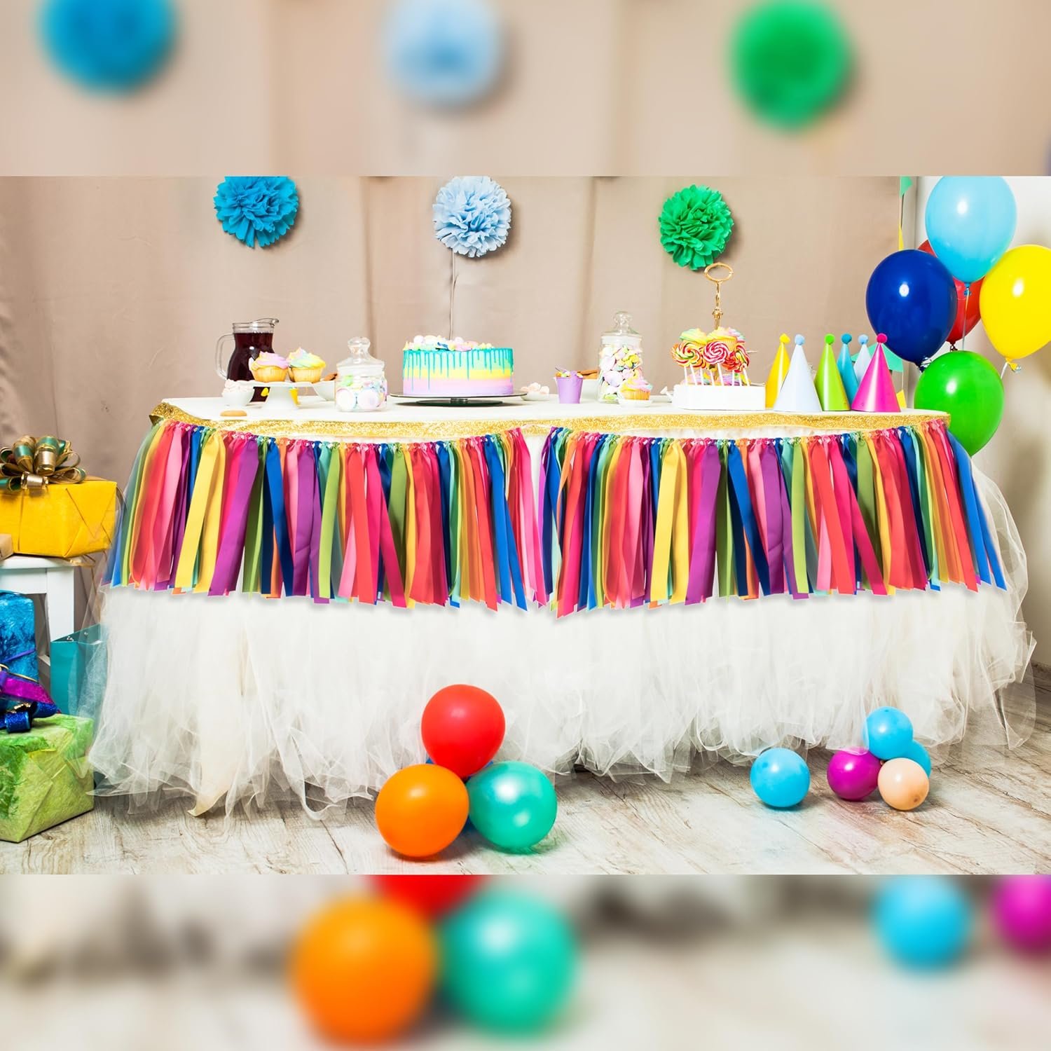 Wholesale 2 Packs Rainbow Ribbon Tassel Garland Pre-Assembled Colorful Banner Backdrop 40x14 Inch for Classroom Decor Wall Window Weddings Baby Showers Birthdays Supplier