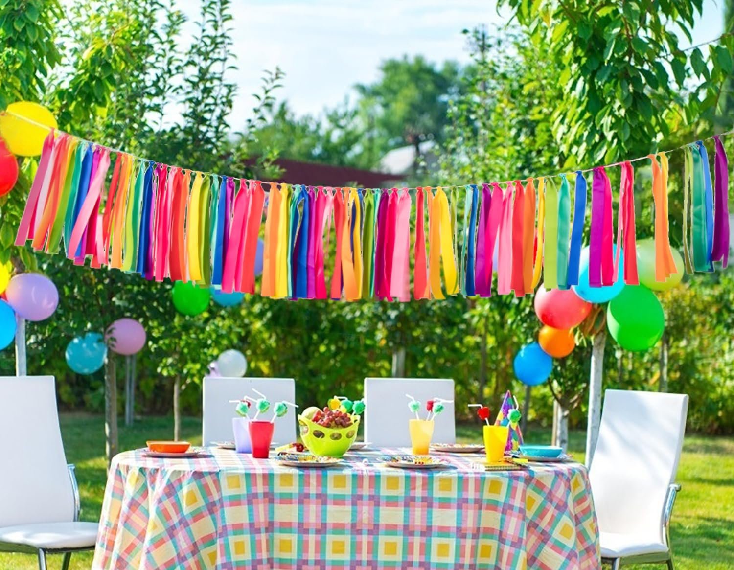 Wholesale 2 Packs Rainbow Ribbon Tassel Garland Pre-Assembled Colorful Banner Backdrop 40x14 Inch for Classroom Decor Wall Window Weddings Baby Showers Birthdays Supplier