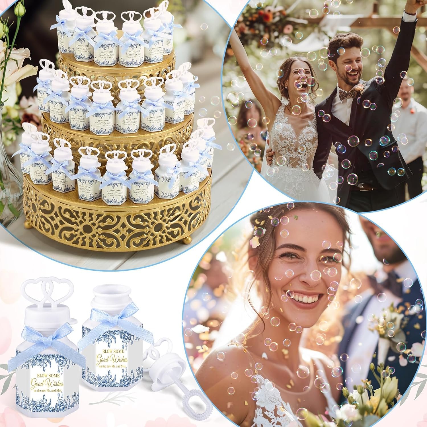Wholesale 150 Pcs Blue Floral Wedding Party Bubbles Bulk with Bubble Solution and Mini Heart Wands for Anniversary Engagement Bridal Valentine's Day Couples Supplier Wholesale 150 Pcs Blue Floral Wedding Party Bubbles Bulk with Bubble Solution and Mini Heart Wands for Anniversary Engagement Bridal Valentine's Day Couples Supplier