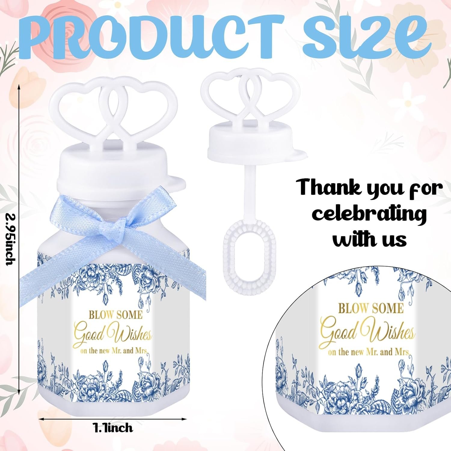 Wholesale 150 Pcs Blue Floral Wedding Party Bubbles Bulk with Bubble Solution and Mini Heart Wands for Anniversary Engagement Bridal Valentine's Day Couples Supplier Wholesale 150 Pcs Blue Floral Wedding Party Bubbles Bulk with Bubble Solution and Mini Heart Wands for Anniversary Engagement Bridal Valentine's Day Couples Supplier