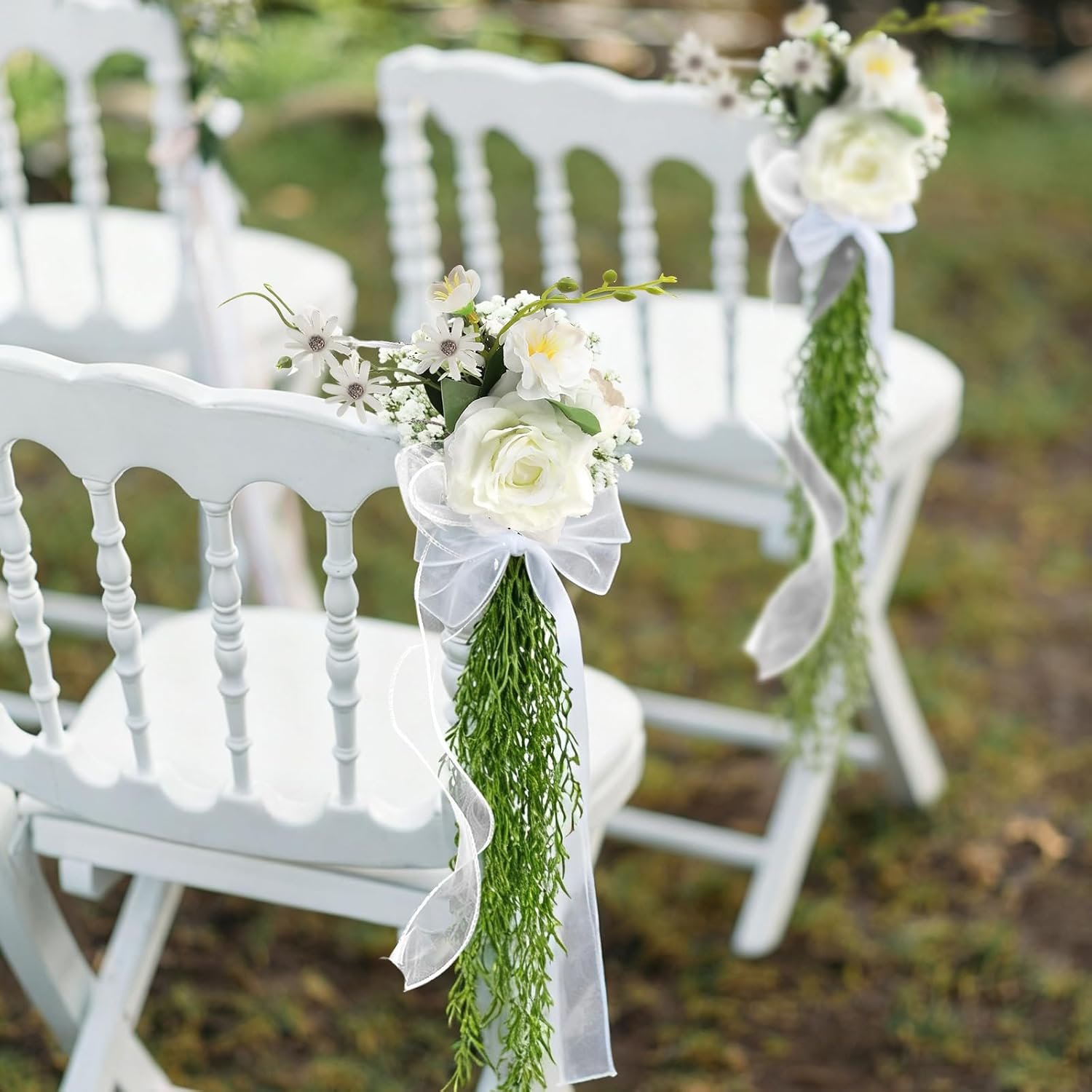 Wholesale 10 Pack Pew Flowers Wedding Aisle Chair Decorations with Artificial Flowers Ribbons for Church Arrangement Party Outdoor Supplier Wholesale 10 Pack Pew Flowers Wedding Aisle Chair Decorations with Artificial Flowers Ribbons for Church Arrangement Party Outdoor Supplier