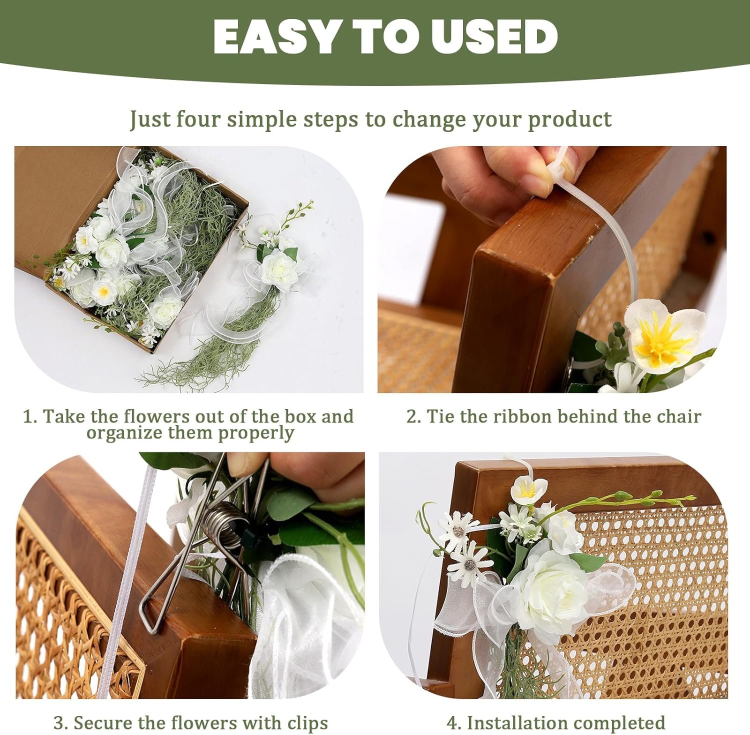 Wholesale 10 Pack Pew Flowers Wedding Aisle Chair Decorations with Artificial Flowers Ribbons for Church Arrangement Party Outdoor Supplier Wholesale 10 Pack Pew Flowers Wedding Aisle Chair Decorations with Artificial Flowers Ribbons for Church Arrangement Party Outdoor Supplier