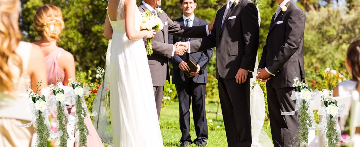 Wholesale 10 Pack Pew Flowers Wedding Aisle Chair Decorations with Artificial Flowers Ribbons for Church Arrangement Party Outdoor Supplier Wholesale 10 Pack Pew Flowers Wedding Aisle Chair Decorations with Artificial Flowers Ribbons for Church Arrangement Party Outdoor Supplier