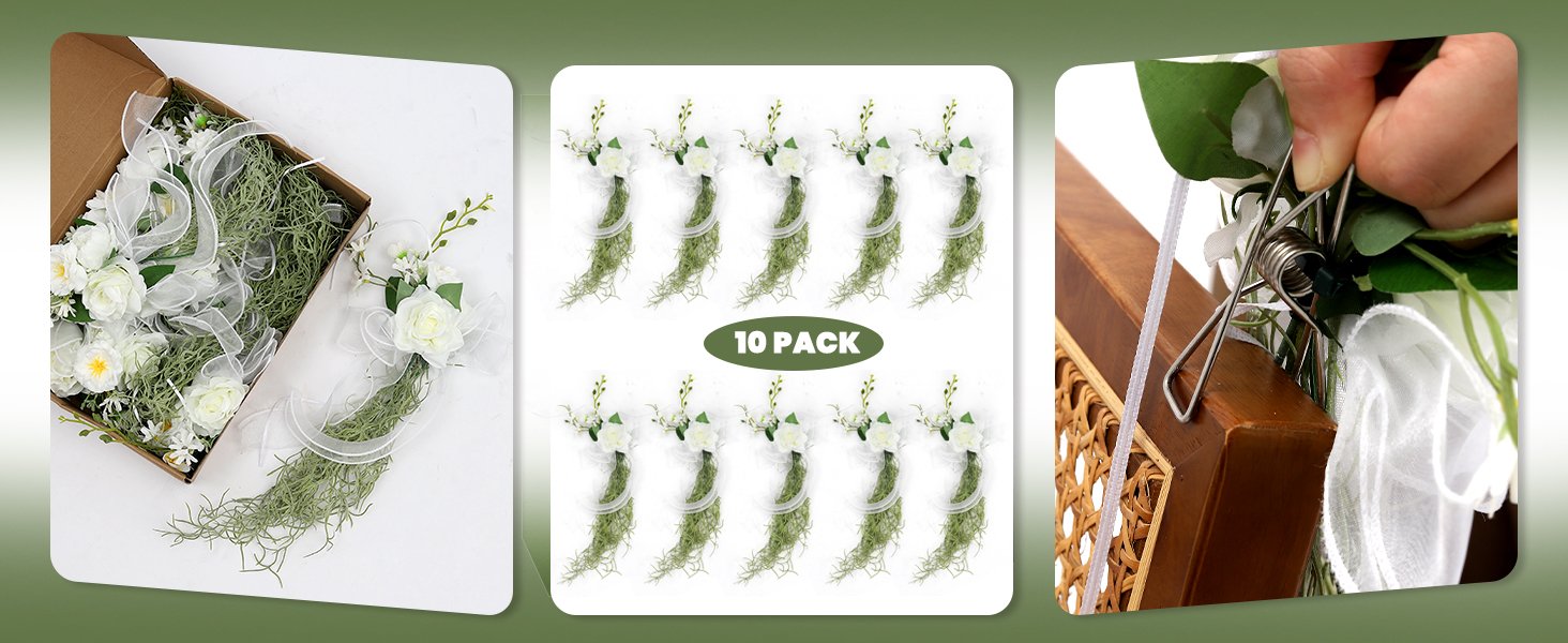 Wholesale 10 Pack Pew Flowers Wedding Aisle Chair Decorations with Artificial Flowers Ribbons for Church Arrangement Party Outdoor Supplier Wholesale 10 Pack Pew Flowers Wedding Aisle Chair Decorations with Artificial Flowers Ribbons for Church Arrangement Party Outdoor Supplier