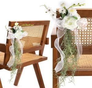 10 Pack Wedding Aisle Decorations for Wedding Chair - Pew Flowers for Church Chair Decorations with Artificial Flowers Ribbons for Arrangement Party Outdoor Decor