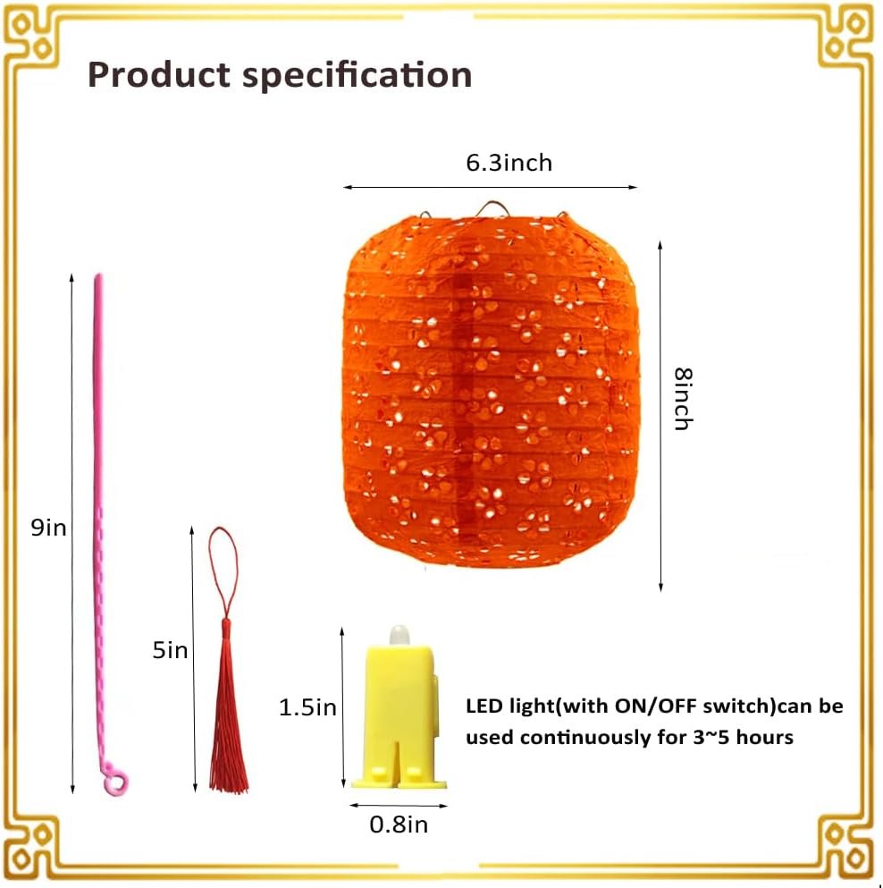 Wholesale 12Pcs 8 Inch Oval Paper Lanterns with LED Lights Tassel Sticks Hanging Decorative Lanterns for Lunar New Year Spring Festival Party Decorations Supplier Wholesale 12Pcs 8 Inch Oval Paper Lanterns with LED Lights Tassel Sticks Hanging Decorative Lanterns for Lunar New Year Spring Festival Party Decorations Supplier