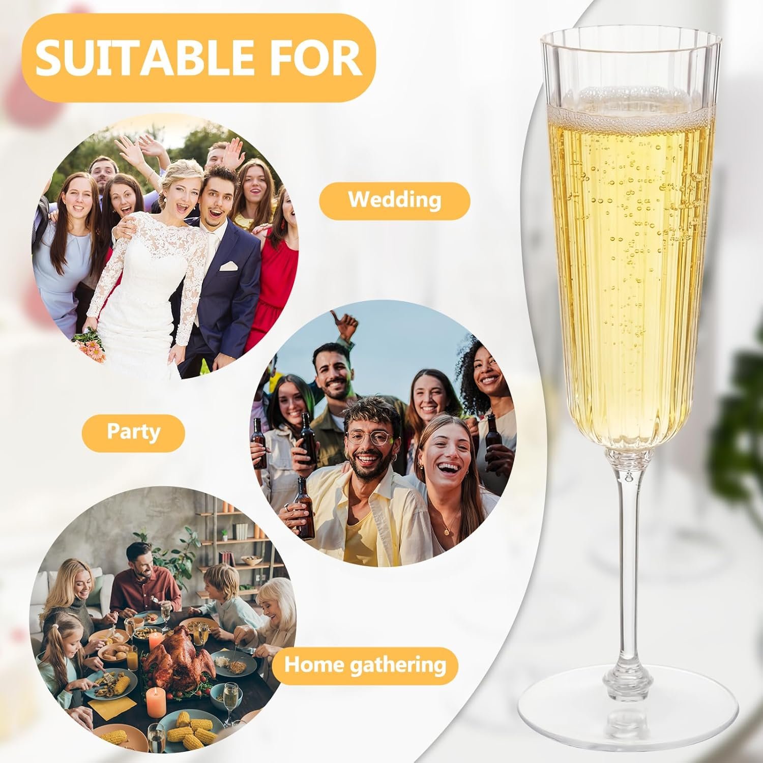 Wholesale 48 Pcs 6.4 oz Plastic Ribbed Stemmed Clear Vintage Disposable Champagne Flutes for Weddings Birthdays Anniversaries Supplier Wholesale 48 Pcs 6.4 oz Plastic Ribbed Stemmed Clear Vintage Disposable Champagne Flutes for Weddings Birthdays Anniversaries Supplier
