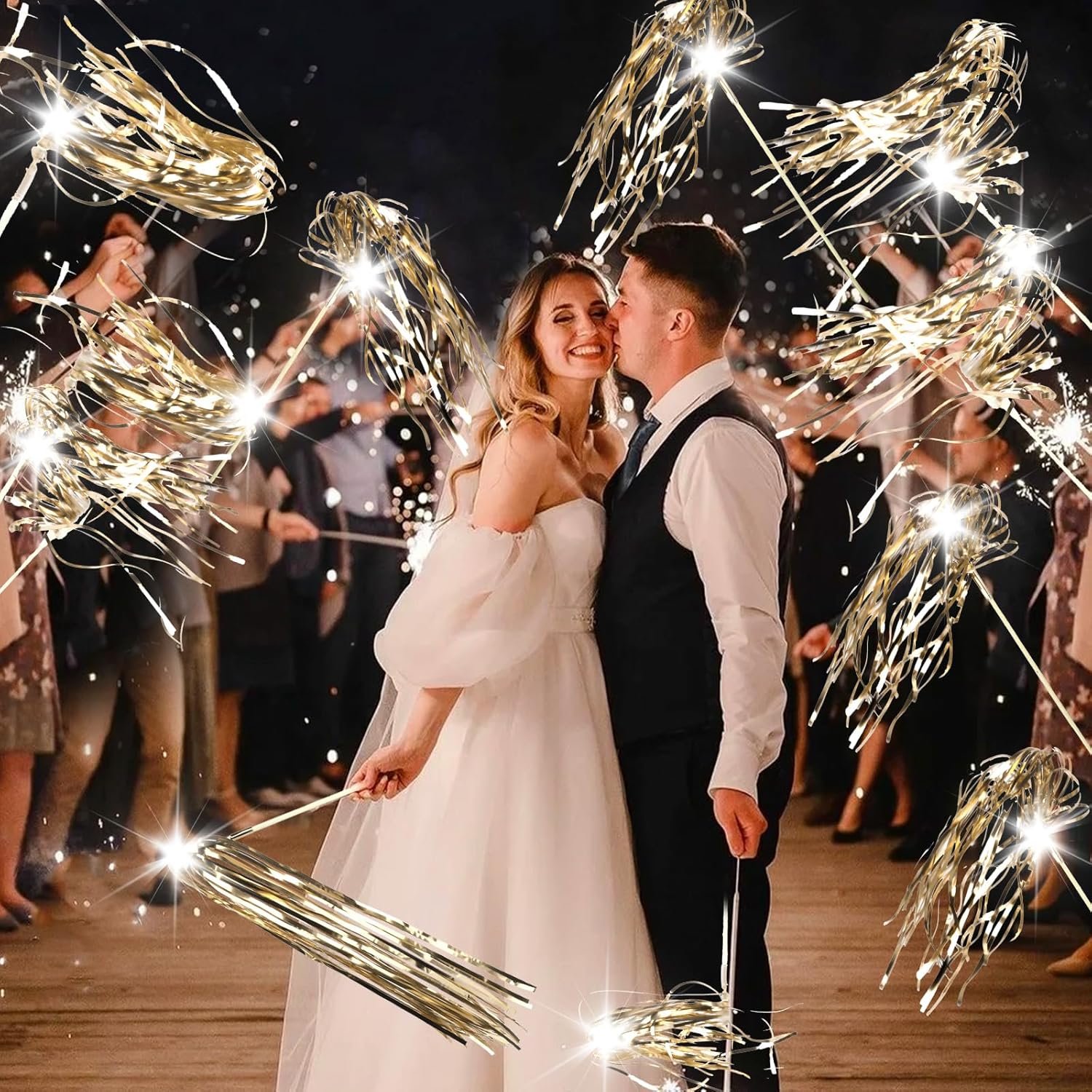 Wholesale 100 pcs LED Light Up Wedding Wands Tinsel Streamers for Send Off Greeting Props Weddings Birthday Parties Christmas Cheerleading Games (Champagne) Supplier Wholesale 100 pcs LED Light Up Wedding Wands Tinsel Streamers for Send Off Greeting Props Weddings Birthday Parties Christmas Cheerleading Games (Champagne) Supplier