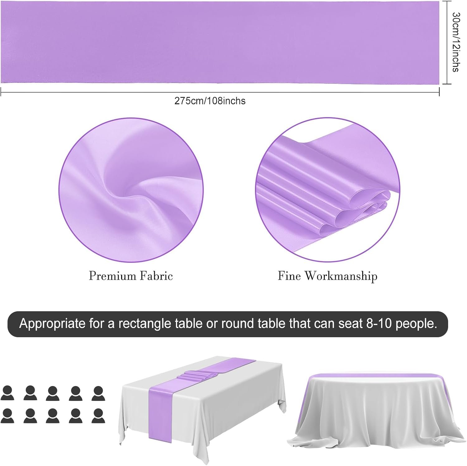 Wholesale Lavender Satin Table Runners 12x108 Inch 24 Pack Smooth for Party Wedding Banquets Birthday Supplier Wholesale Lavender Satin Table Runners 12x108 Inch 24 Pack Smooth for Party Wedding Banquets Birthday Supplier