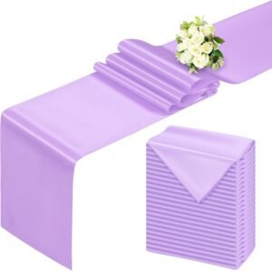 Lavender Table Runner 12x108 Inch - 24 Pack Satin Table Runners, Smooth Table Runner for Party Wedding Banquets Birthday