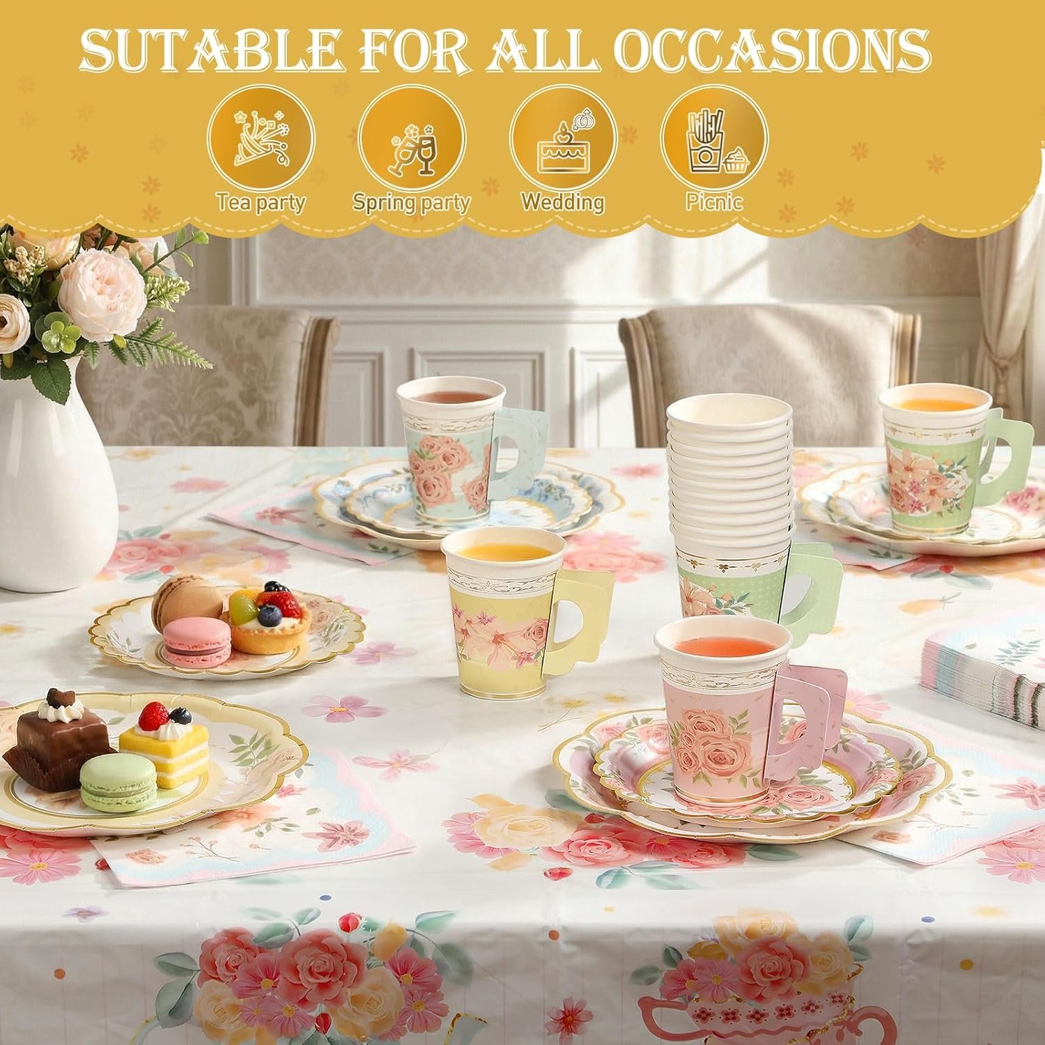 Wholesale 97 Pcs Disposable Tableware Set for 24 Guests 9 oz Paper Tea Cups with Handle 7 Wholesale 97 Pcs Disposable Tableware Set for 24 Guests 9 oz Paper Tea Cups with Handle 7