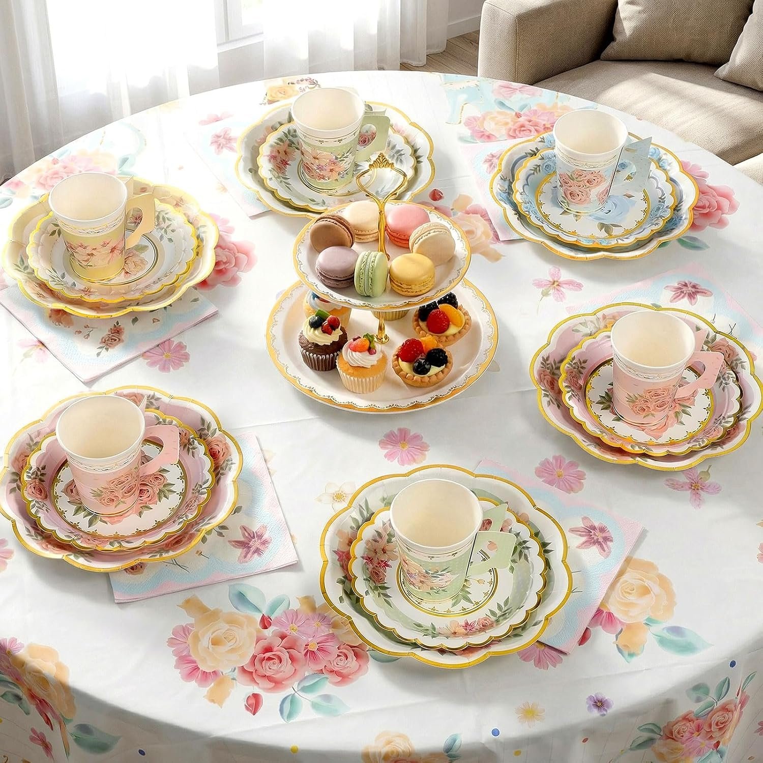 Wholesale 97 Pcs Disposable Tableware Set for 24 Guests 9 oz Paper Tea Cups with Handle 7 Wholesale 97 Pcs Disposable Tableware Set for 24 Guests 9 oz Paper Tea Cups with Handle 7