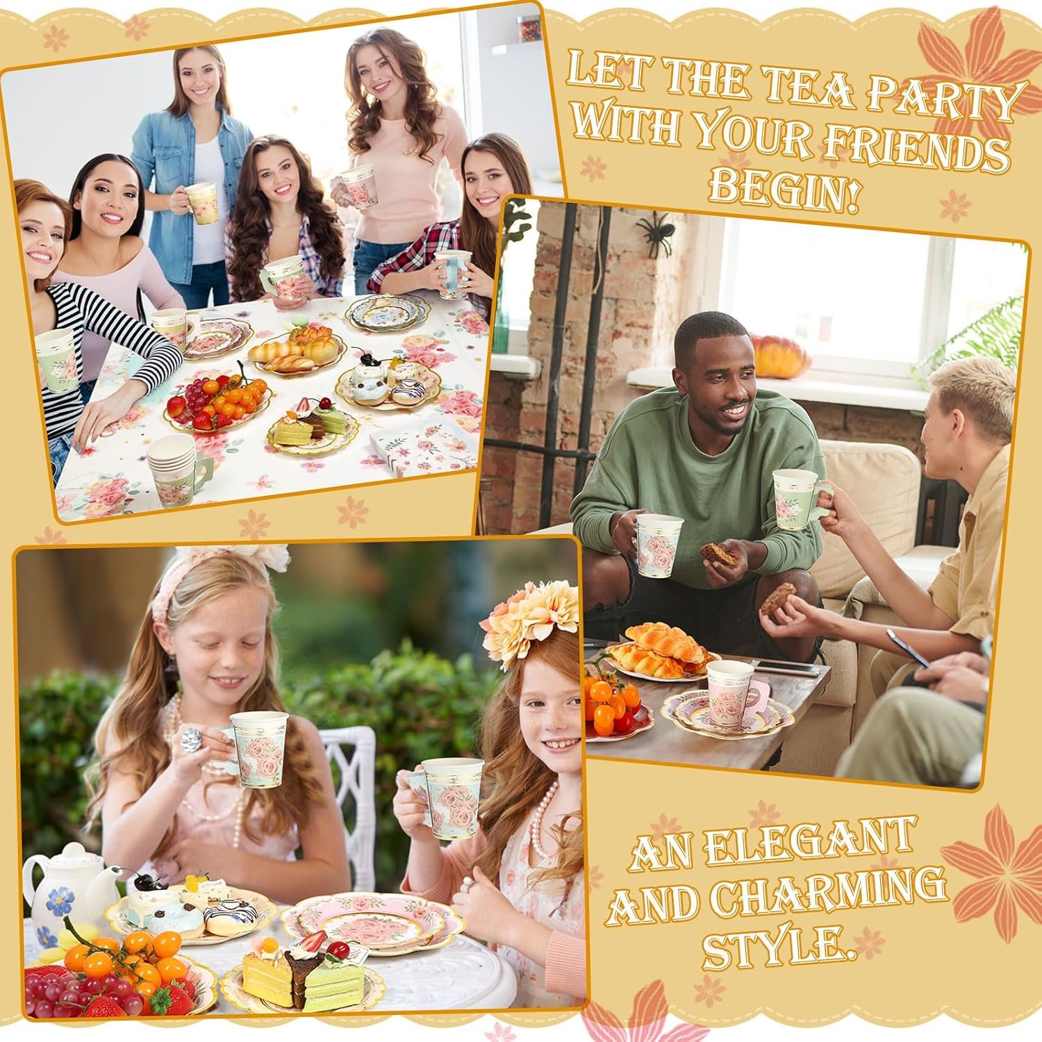 Wholesale 97 Pcs Disposable Tableware Set for 24 Guests 9 oz Paper Tea Cups with Handle 7 Wholesale 97 Pcs Disposable Tableware Set for 24 Guests 9 oz Paper Tea Cups with Handle 7