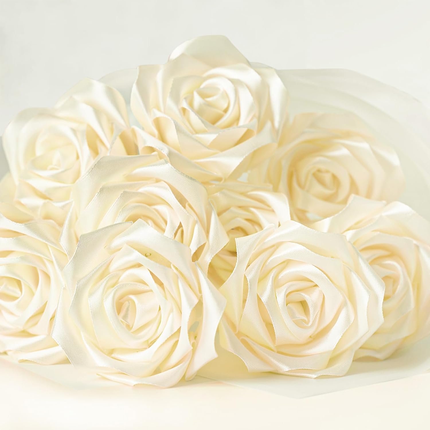 Wholesale 1-1/2 Inch Wide Ivory Satin Ribbon 50 Yards Solid Polyester Fabric for Rose Making Mother's Day Gift Wrapping Flower Bouquets Wedding Decorations Handmade Crafts Supplier