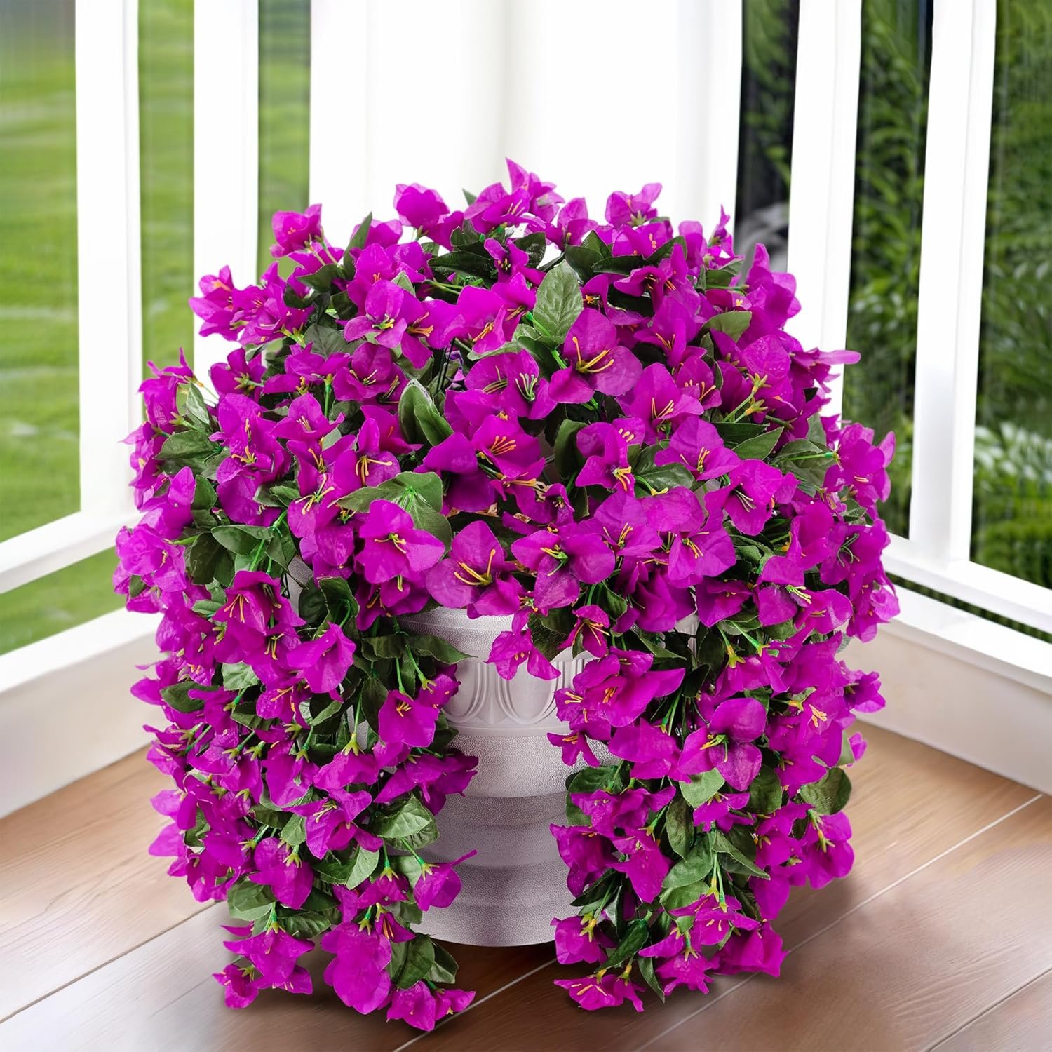 Wholesale 2 Pcs Purple Faux Bougainvillea Artificial Flowers UV Resistant Real-Look Silk Long Trailing Vines for Outdoor Front Door Porch Planter Urn Patio Garden Decoration Supplier Wholesale 2 Pcs Purple Faux Bougainvillea Artificial Flowers UV Resistant Real-Look Silk Long Trailing Vines for Outdoor Front Door Porch Planter Urn Patio Garden Decoration Supplier