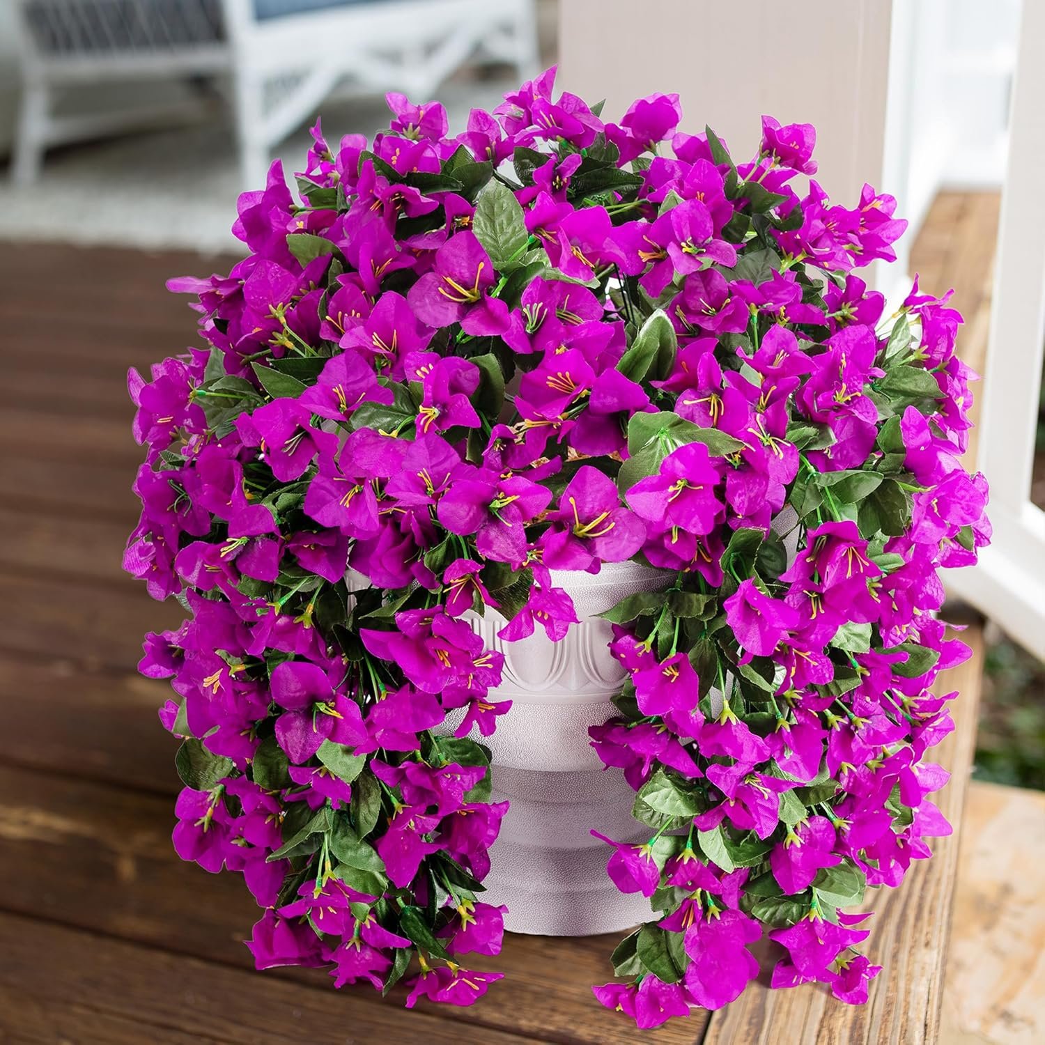 Wholesale 2 Pcs Purple Faux Bougainvillea Artificial Flowers UV Resistant Real-Look Silk Long Trailing Vines for Outdoor Front Door Porch Planter Urn Patio Garden Decoration Supplier Wholesale 2 Pcs Purple Faux Bougainvillea Artificial Flowers UV Resistant Real-Look Silk Long Trailing Vines for Outdoor Front Door Porch Planter Urn Patio Garden Decoration Supplier