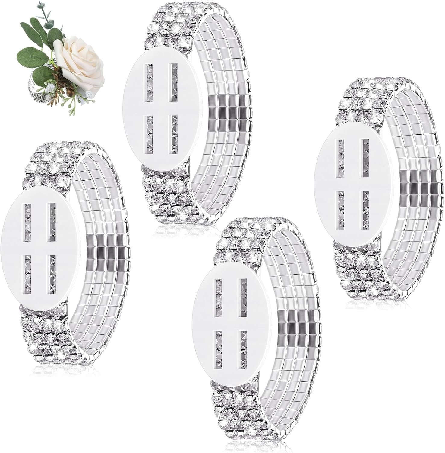 Wholesale 4 Pcs Elastic Rhinestone Wrist Corsage Bracelets DIY for Wedding Prom Bride Shower Anniversary Supplier