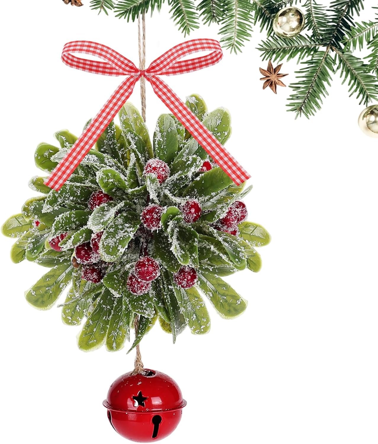Wholesale Artificial Mistletoe Kissing Ball Ornament with Bell Bow Berries Hanging Christmas Decoration for Doorway Arch Light Fixture Xmas Tree (Red) Supplier Wholesale Artificial Mistletoe Kissing Ball Ornament with Bell Bow Berries Hanging Christmas Decoration for Doorway Arch Light Fixture Xmas Tree (Red) Supplier