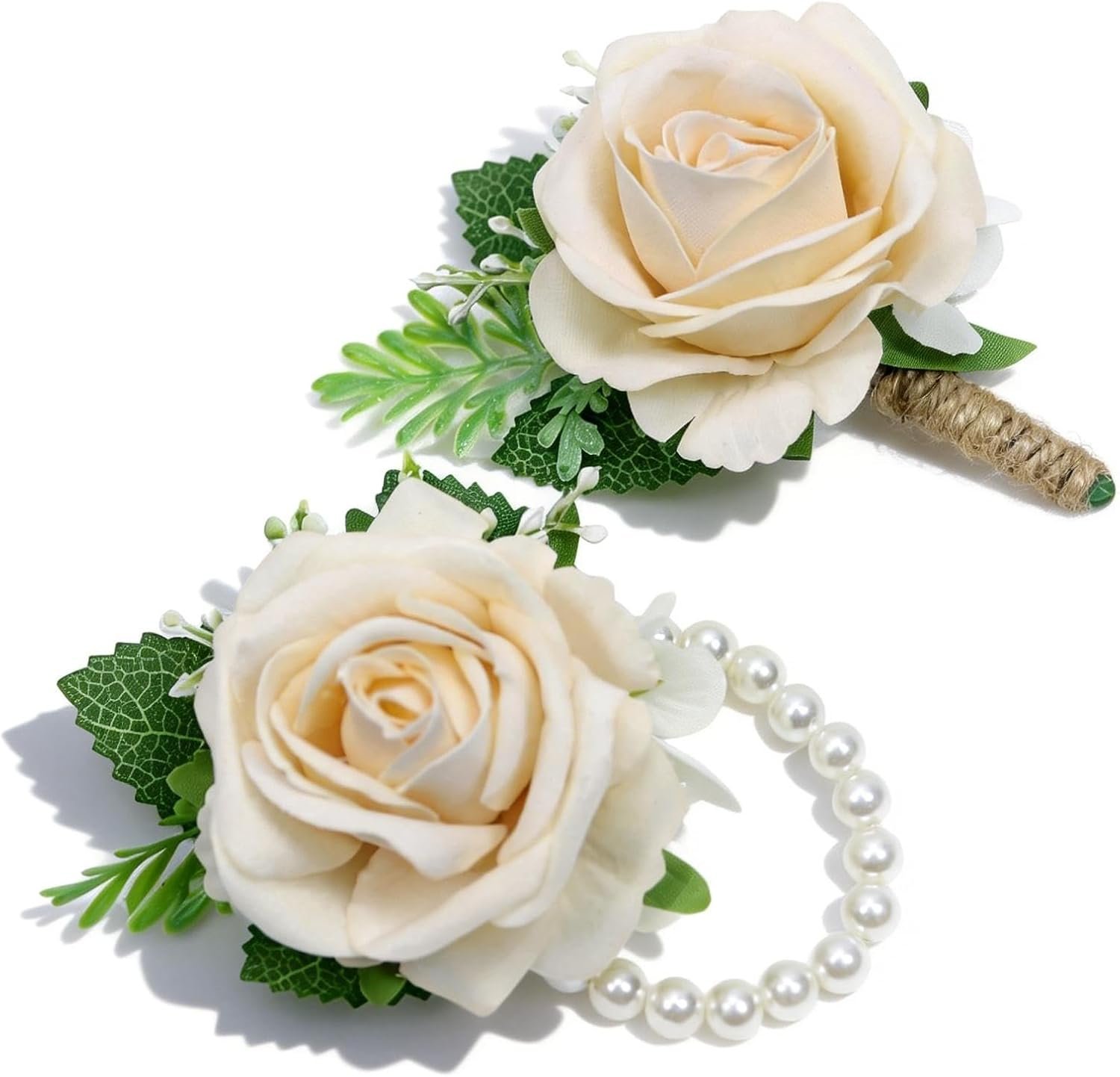 Wholesale Corsage Wristlet and Mens Boutonniere Set Wrist Corsage Bracelet for Prom Wedding Decor Floral Accessories for Suits Supplier