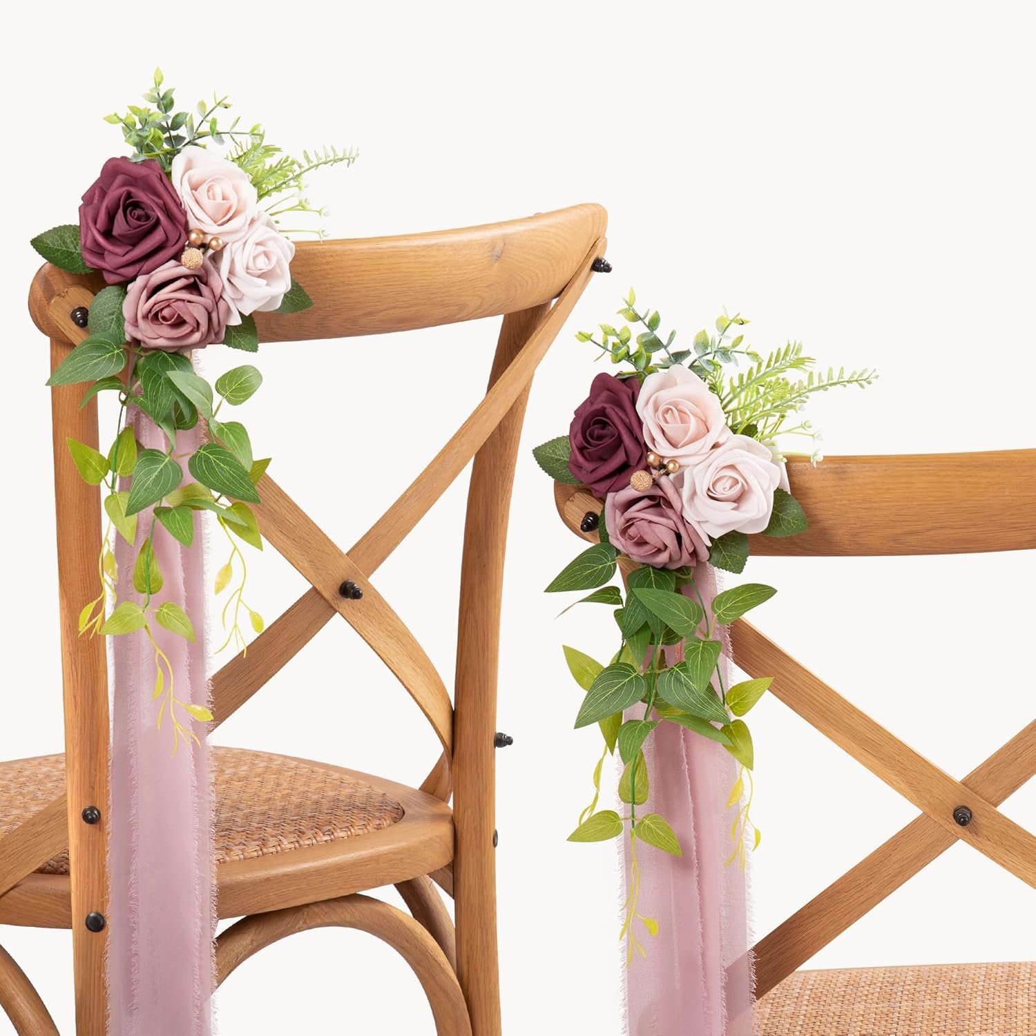 Wholesale Mauve Pew Flowers Wedding Aisle Decorations Set of 10 with Artificial Flowers Eucalyptus and Ribbons for Ceremony Party Chair Decor Supplier Wholesale Mauve Pew Flowers Wedding Aisle Decorations Set of 10 with Artificial Flowers Eucalyptus and Ribbons for Ceremony Party Chair Decor Supplier