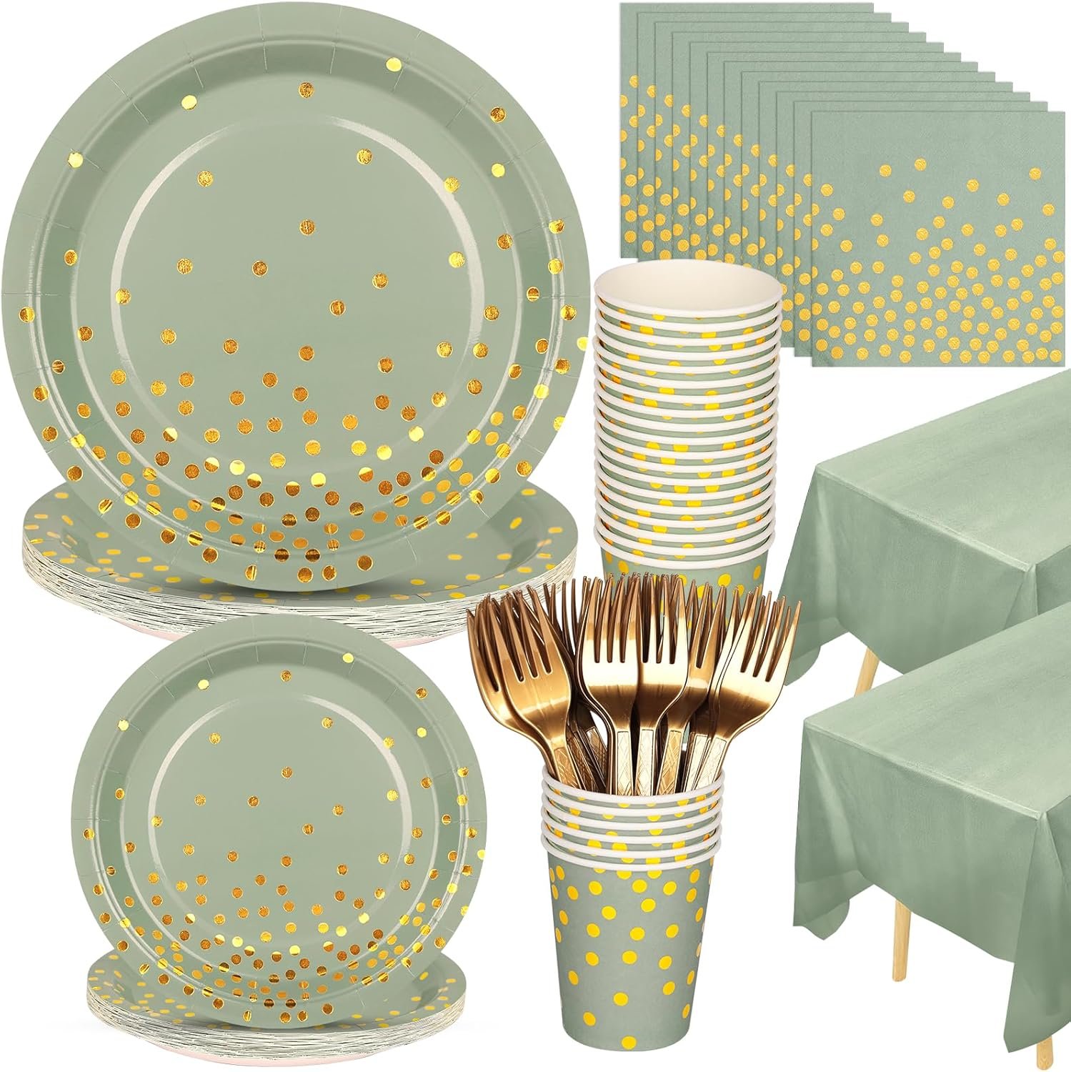 Wholesale Sage Green Party Supplies 127PCS Disposable Dinnerware Set Plates Napkins Cups Forks Serves 25 Guests for Wedding Baby Shower Decorations Supplier Wholesale Sage Green Party Supplies 127PCS Disposable Dinnerware Set Plates Napkins Cups Forks Serves 25 Guests for Wedding Baby Shower Decorations Supplier